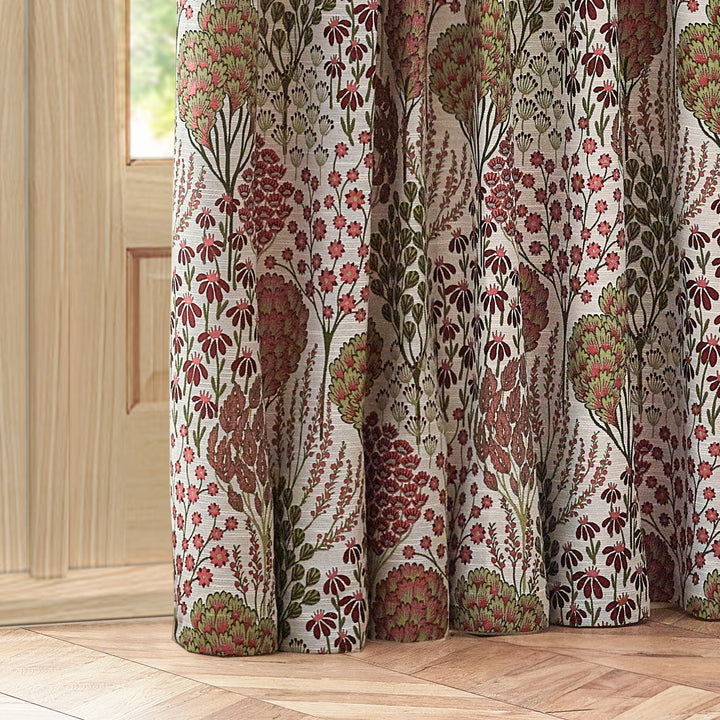 OPHELIA 228X137 PENCIL PLEAT CURTAINS REDNUT