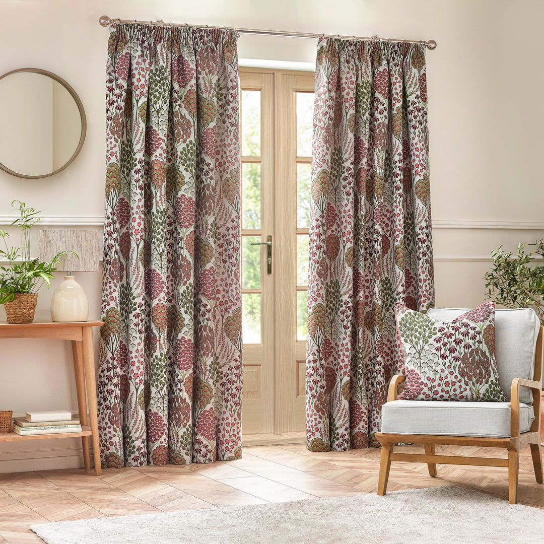 Ophelia 228x182 Pencil Pleat Curtains Rednut - image 2