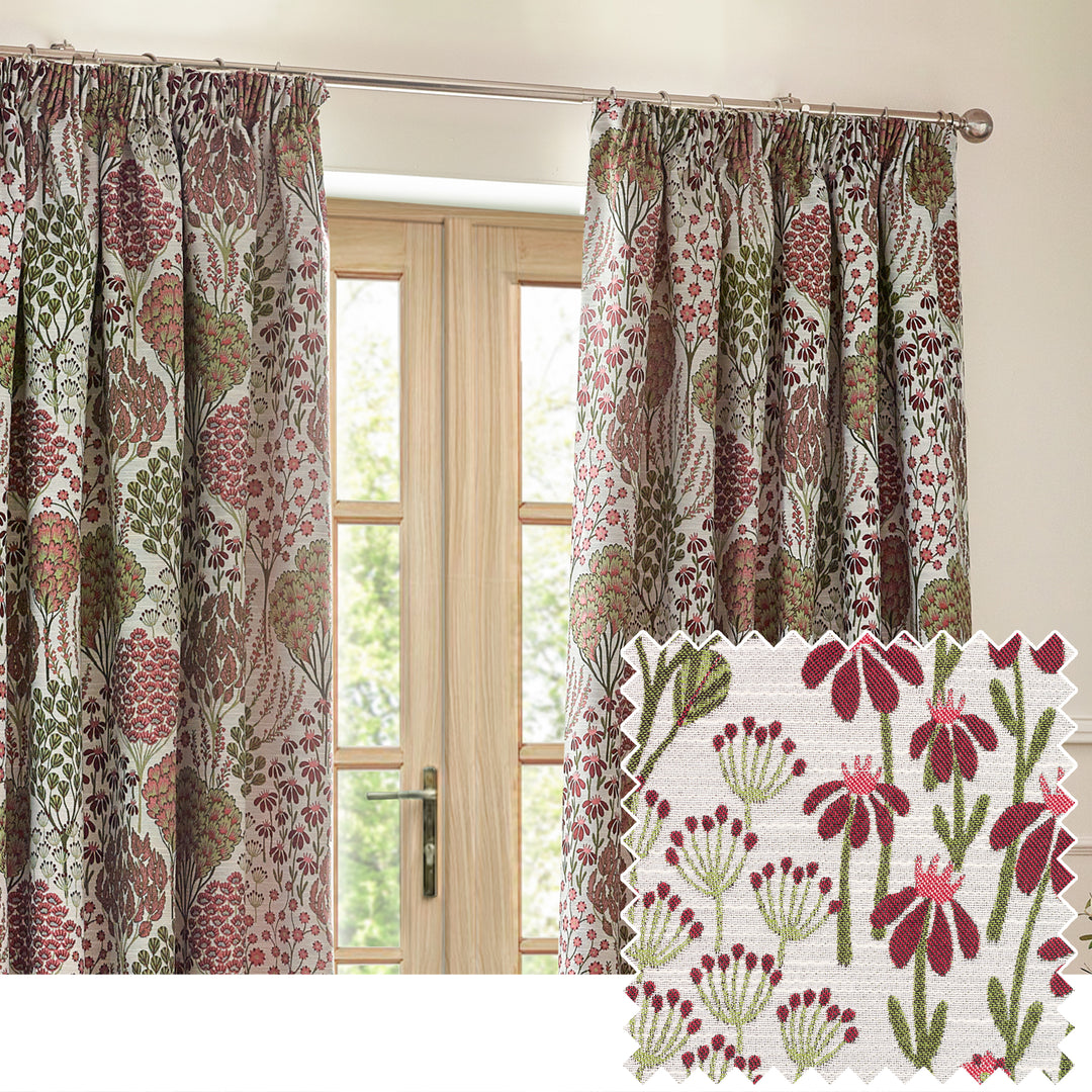 Ophelia 228x182 Pencil Pleat Curtains Rednut