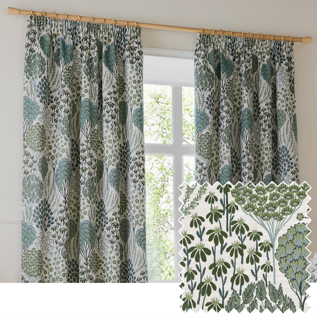 Ophelia 229x229 Pencil Pleat Curtains Thyme/Mineral