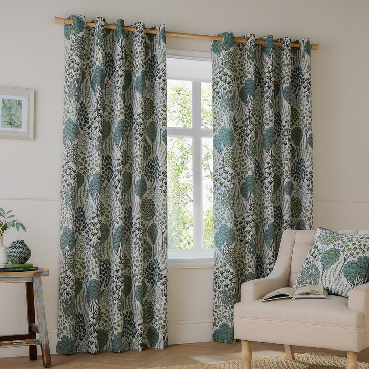 OPHELIA 229X183 EYELET CURTAINS THYME/MINERAL