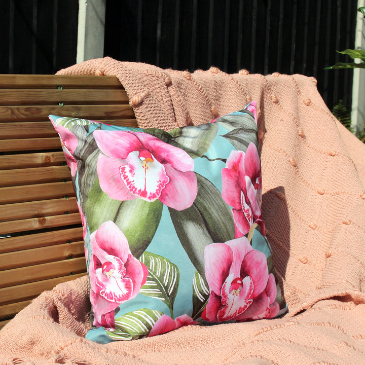 Orchids 43x43 Outdoor Cushion Cover Duck Egg - image 3