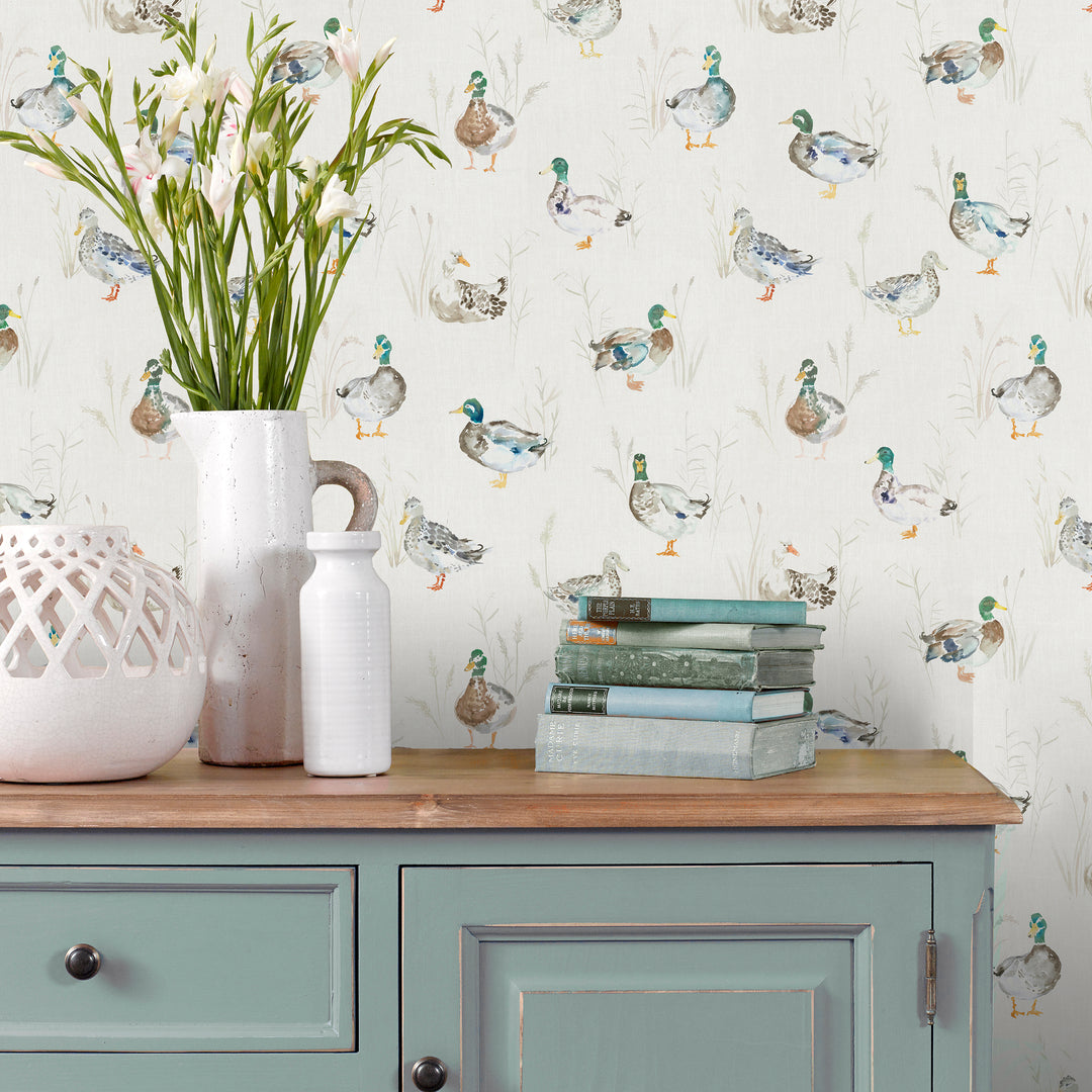 Paddling Ducks Wallpaper Cream