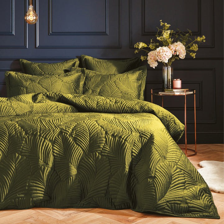 Palmeria Single Quilted Duvet Set Moss