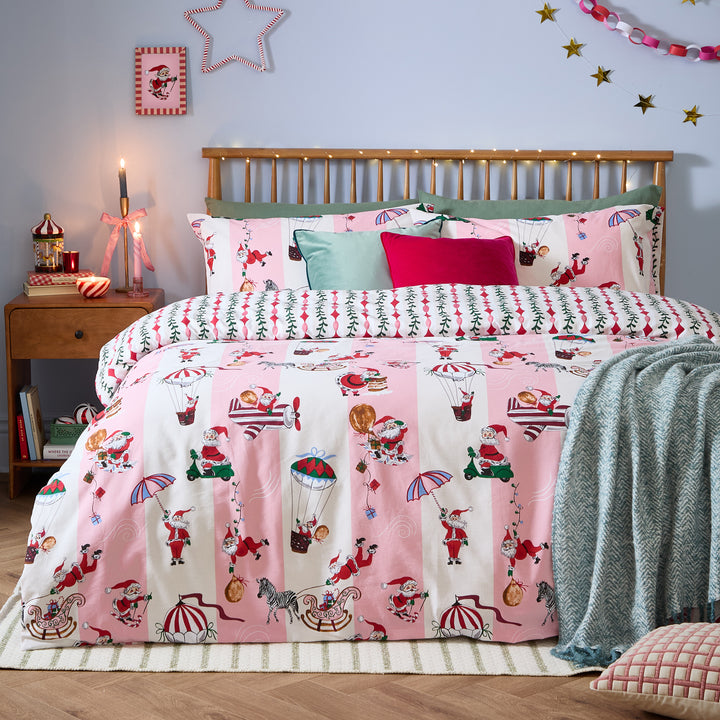 Passport To The North Pole Single Duvet Set Candy Floss/Linen