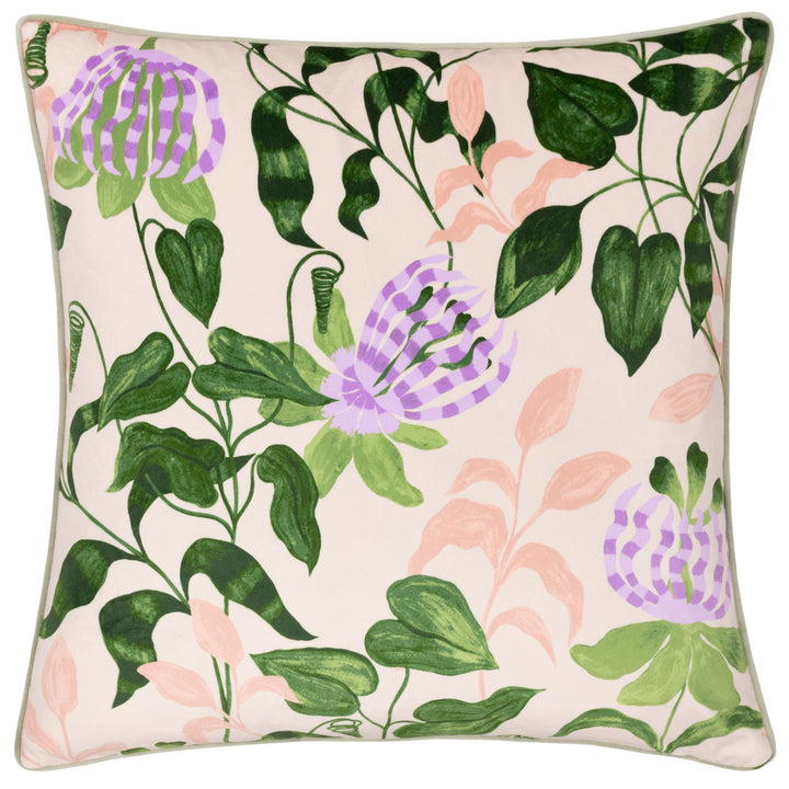 PASSIFLORA 50X50 CUSHION CASE PEACH/VINE GREEN