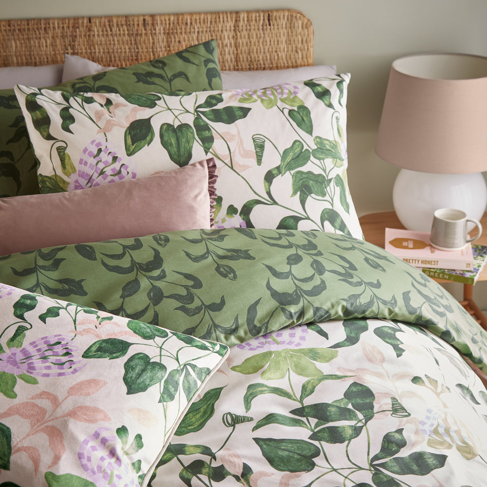 Passiflora Super King Duvet Set Peach/Vine Green - image 2