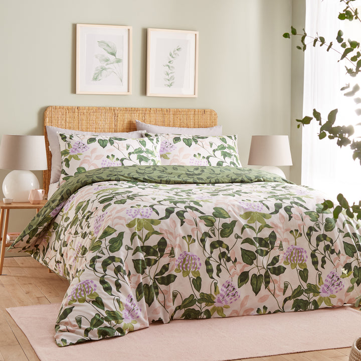 Passiflora Super King Duvet Set Peach/Vine Green - image 4