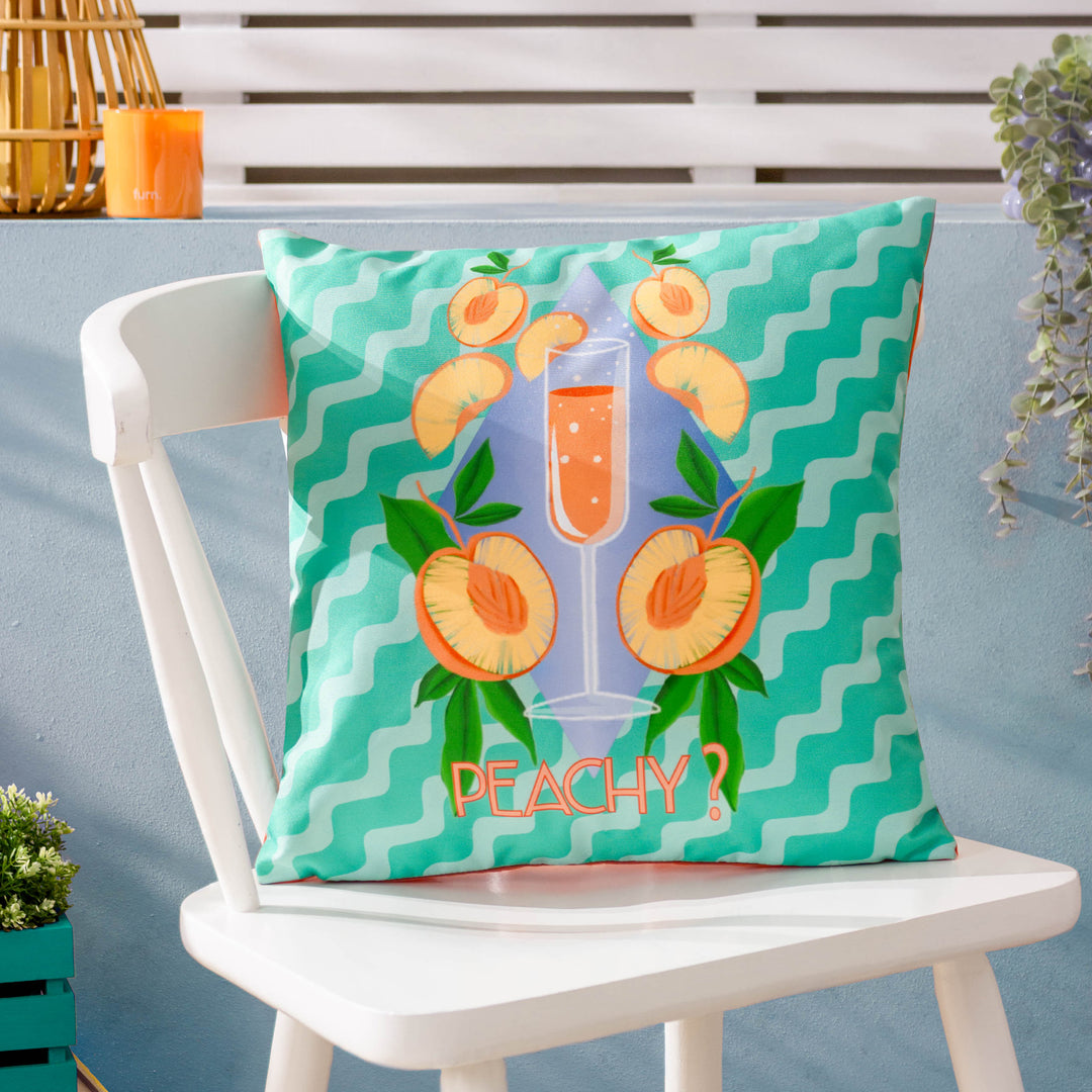 Peachy 43x43 Outdoor Cushion Case Aqua