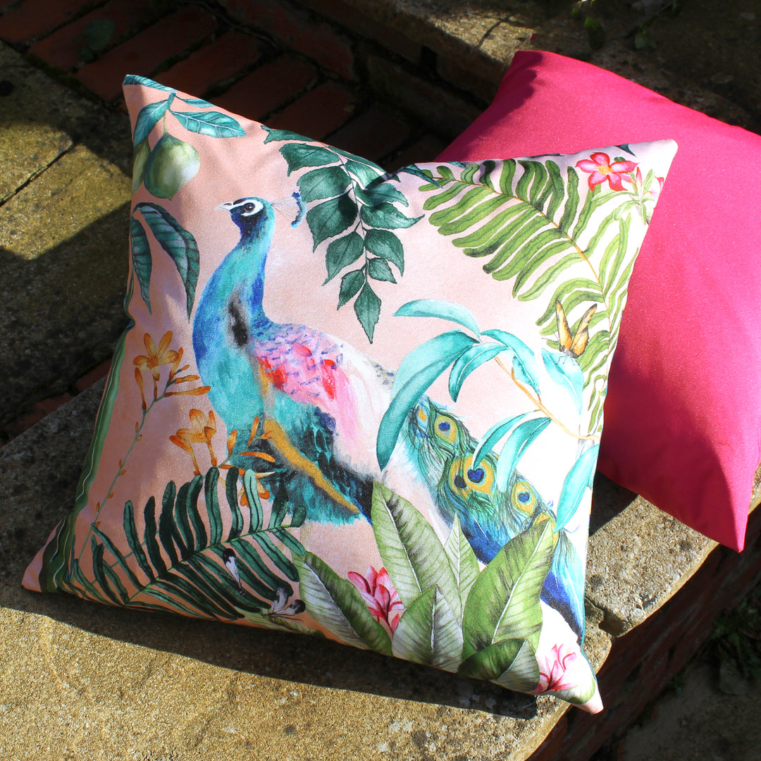 Peacock 43x43 Outdoor Cushion Cover Blush - image 4