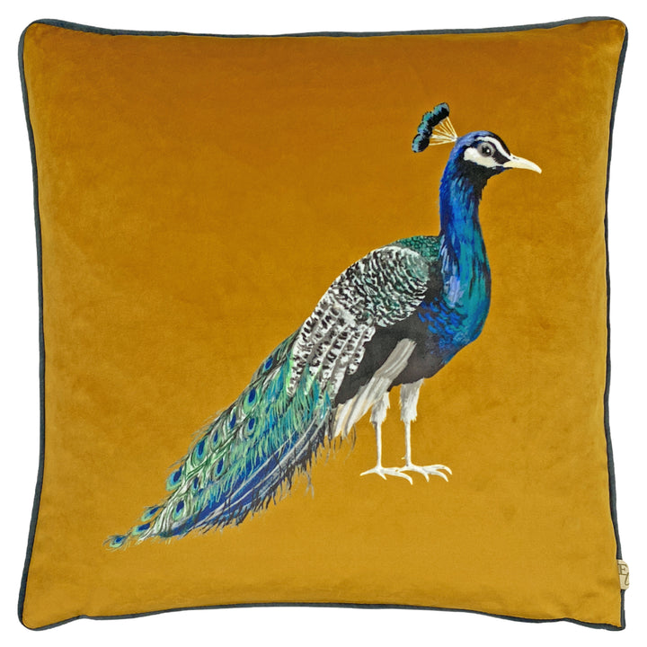 PEACOCK 43X43 CUSHION CASE SAFFRON