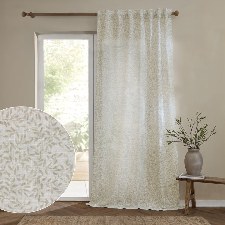 Perrie Leaf 140x250 Panel Curtains Natural