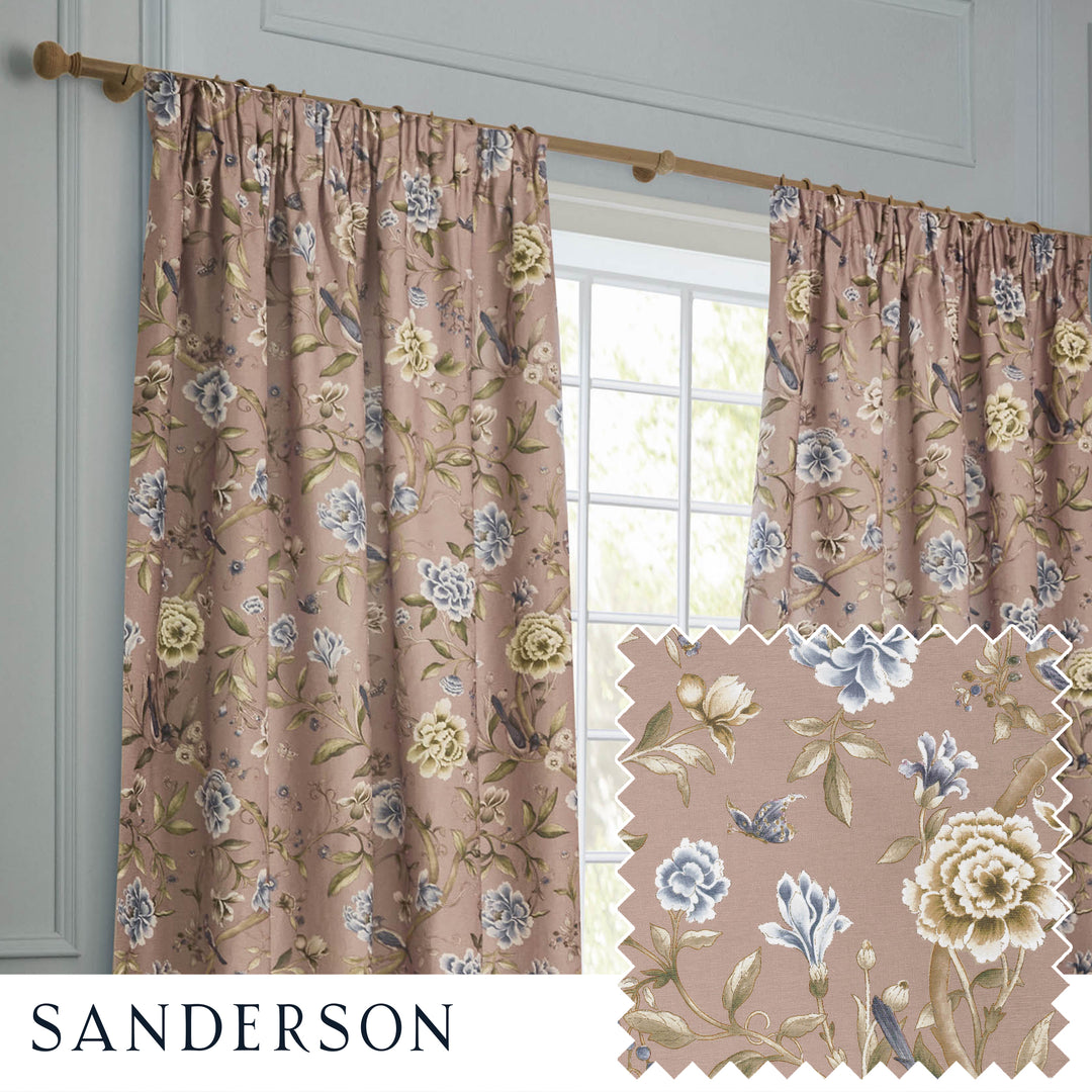 Porcelain Garden 117x182 Pencil Pleat Curtains Blush