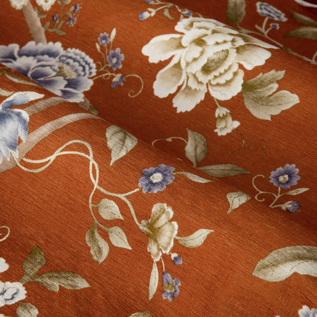 Porcelain Garden 228x182 Pencil Pleat Curtains Rust - image 6