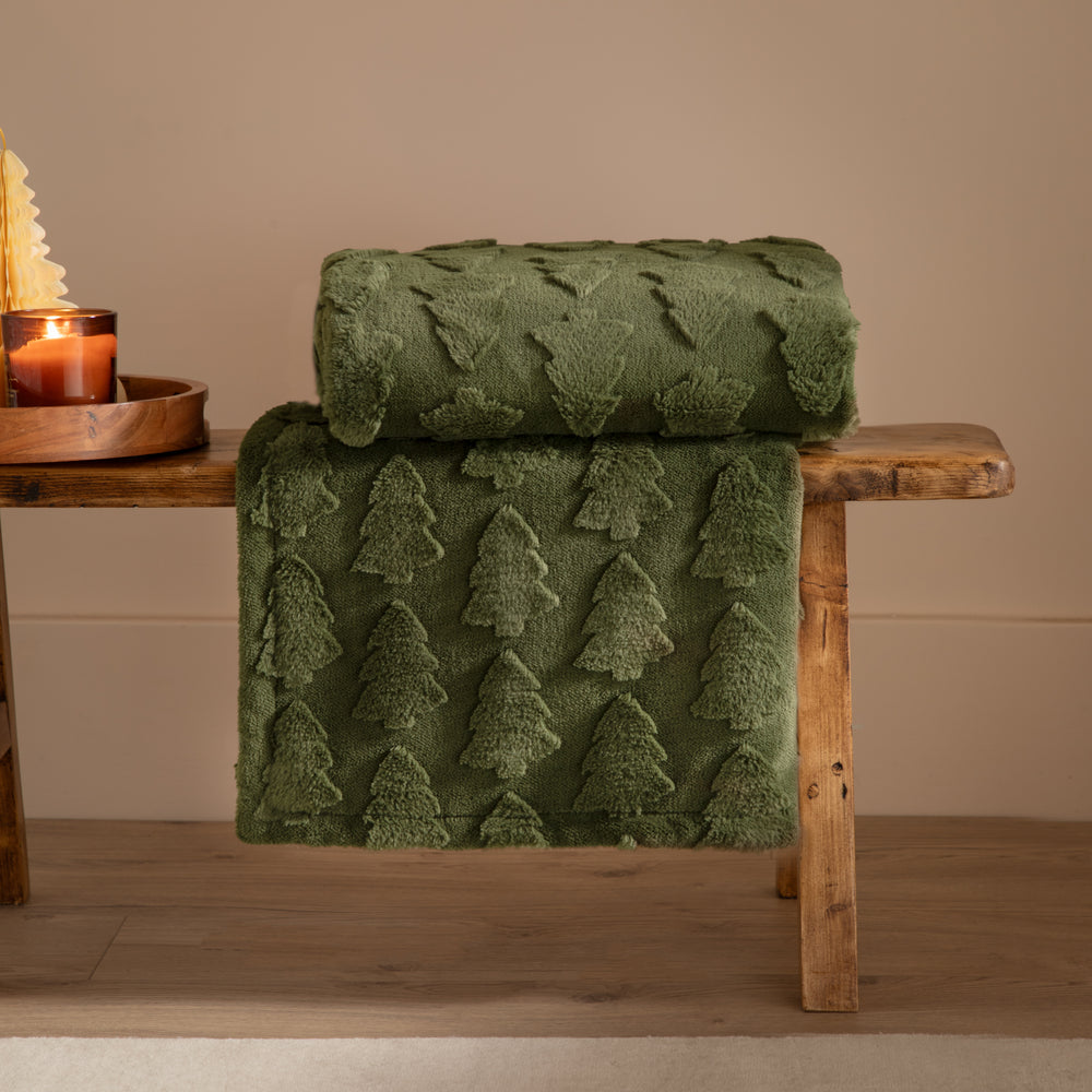 Pines Fur 150x200 Throw Forest Green - image 2