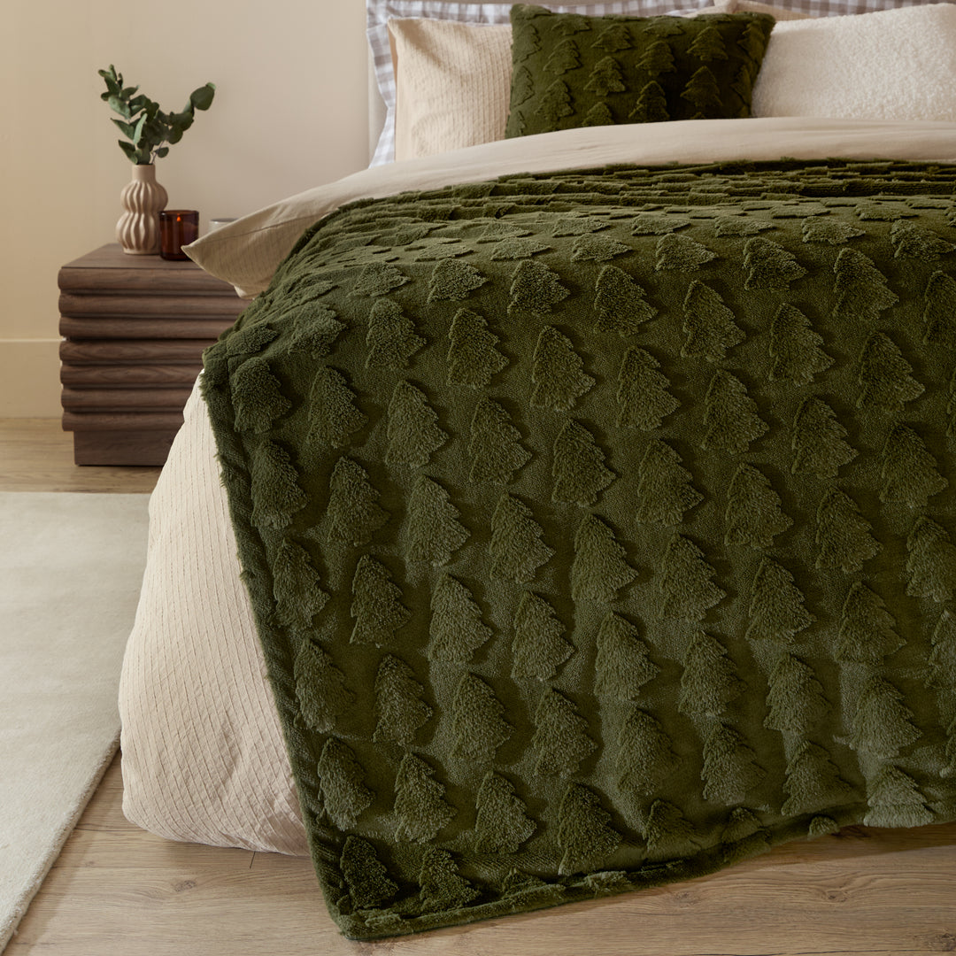 Pines Fur 150x200 Throw Forest Green
