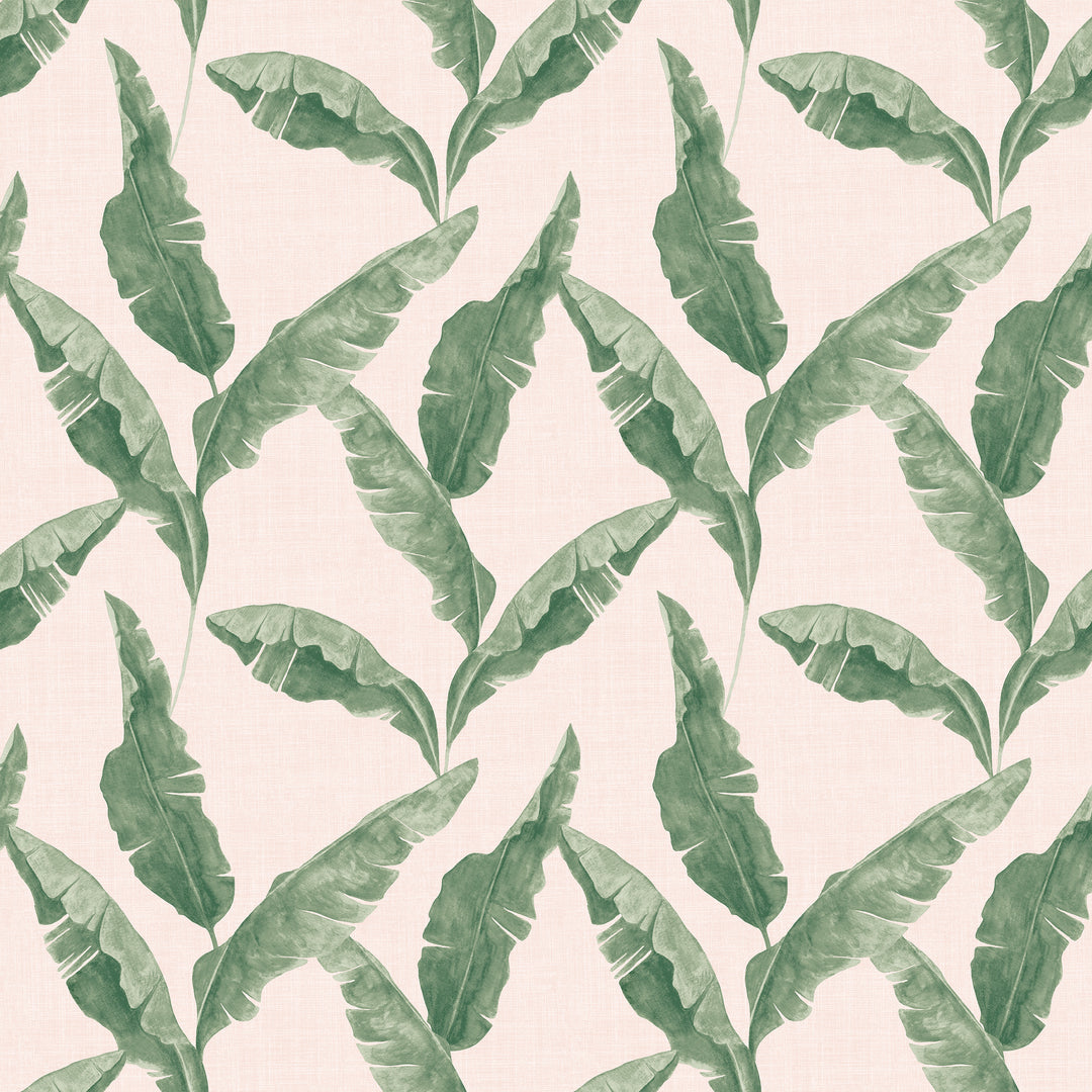 Plantain Wallpaper Teal/Blush Sample