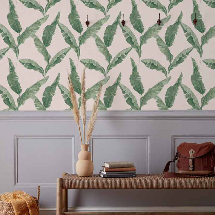 PLANTAIN WALLPAPER TEAL/BLUSH