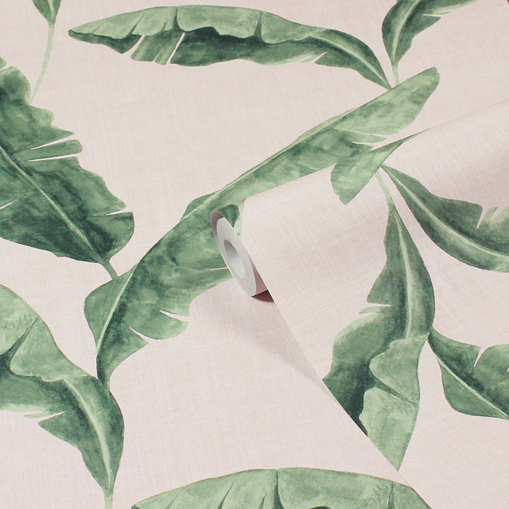 PLANTAIN WALLPAPER TEAL/BLUSH