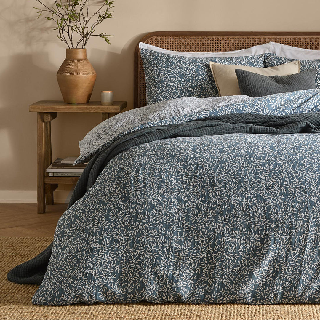 Perrie Leaf Super King Duvet Set Denim - image 7