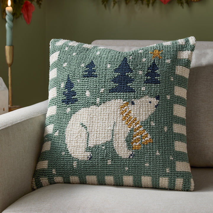 Polar Bear 45x45 Cushion Case Frosty Blue