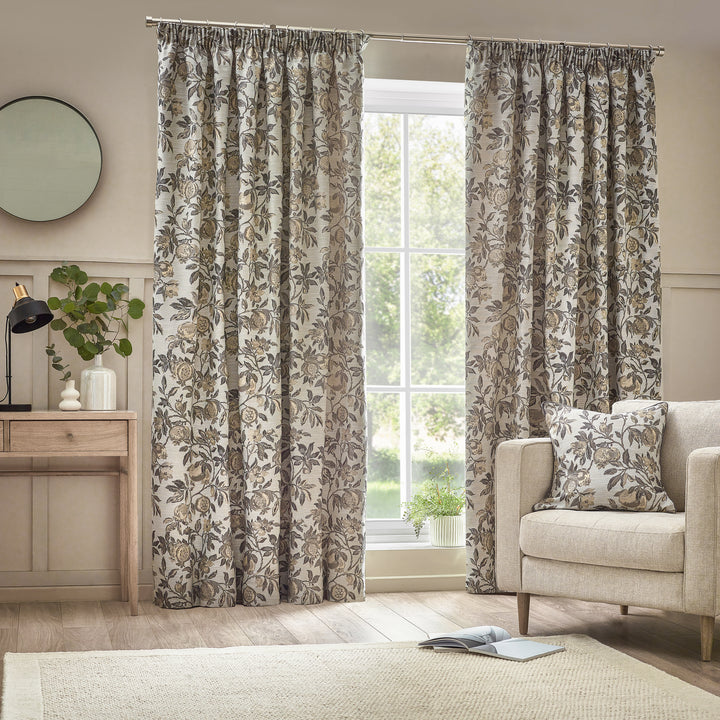 POMEGRANATE 167X137 PENCIL PLEAT CURTAINS NATURAL