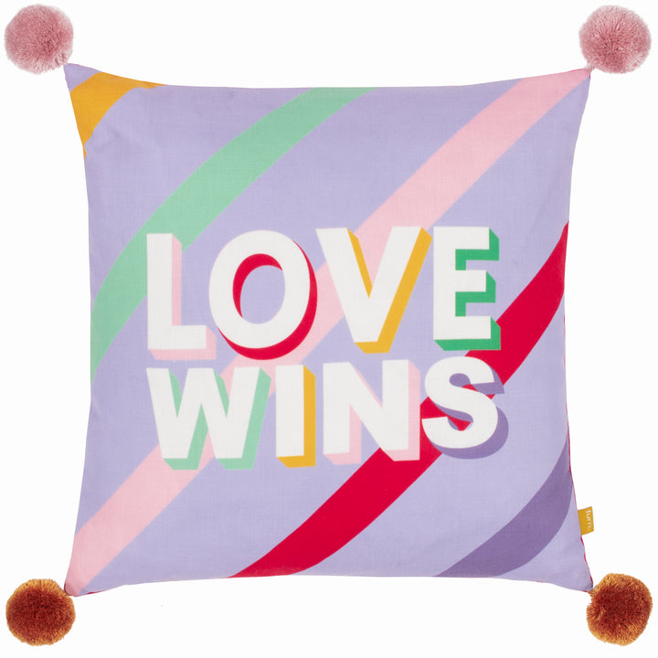 POM POMS LOVE WINS 43X43 CUSHION CASE LILAC