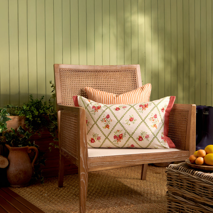 POMEGRANATE TRELLIS 40X60  OUTDOOR CUSHION CASE RED