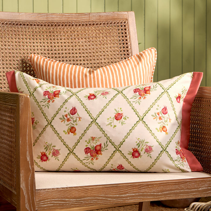 POMEGRANATE TRELLIS 40X60  OUTDOOR CUSHION CASE RED