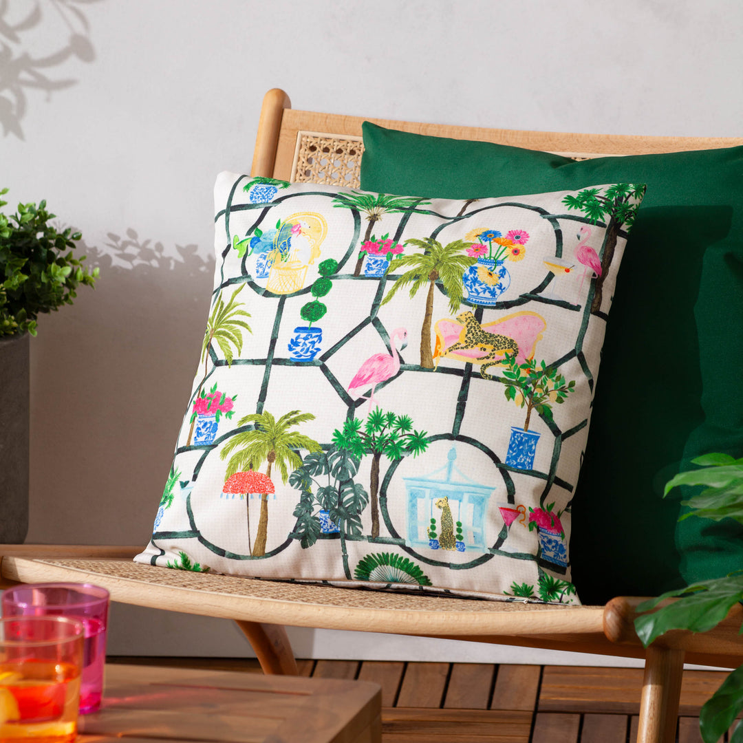 Palm Royale Club 45x45 Outdoor Cushion Case Multi
