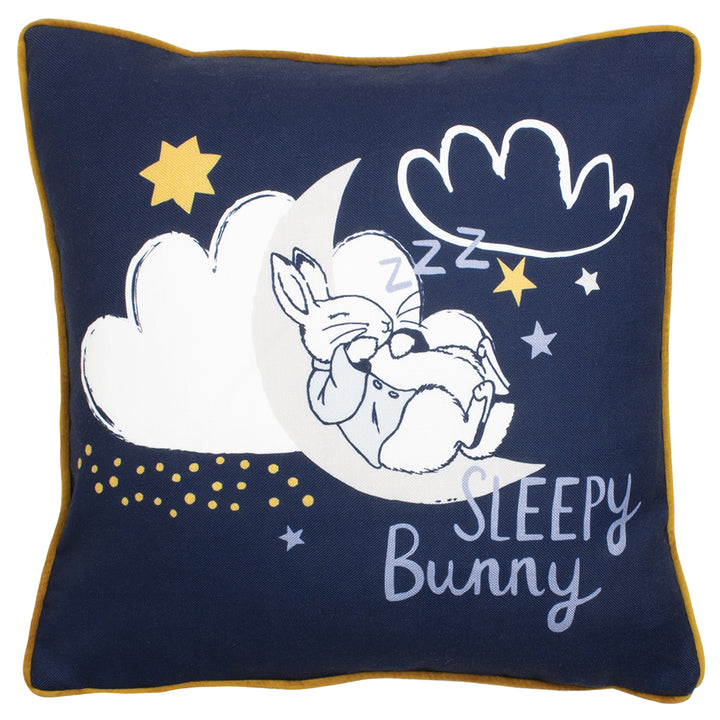 PETER RABBIT SLEEPY HEAD 43X43 CUSHION CASE BLUE