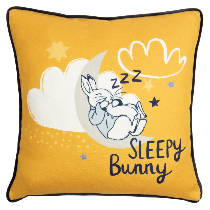 PETER RABBIT SLEEPY HEAD 43X43 CUSHION CASE OCHRE