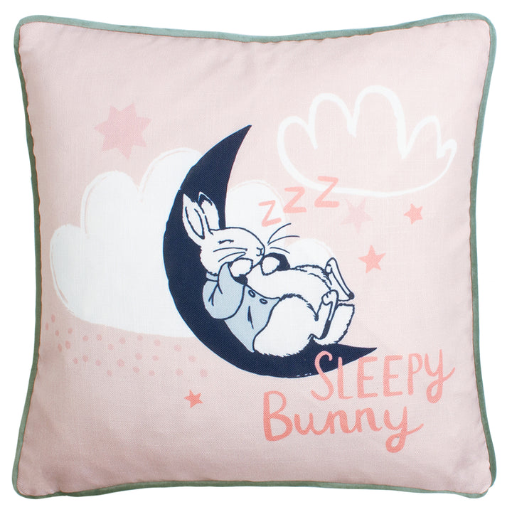 PETER RABBIT SLEEPY HEAD 43X43 CUSHION CASE PINK