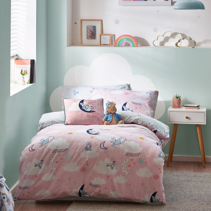 Peter Rabbit Sleepy Head Single Duvet Set Pink