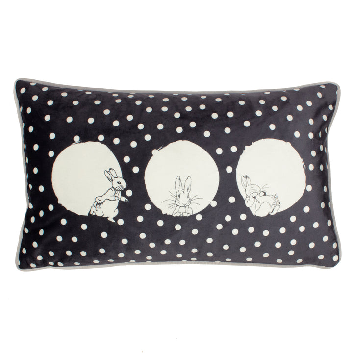 PETER RABBIT SPOT ME 30X50 CUSHION CASE CHARCOAL
