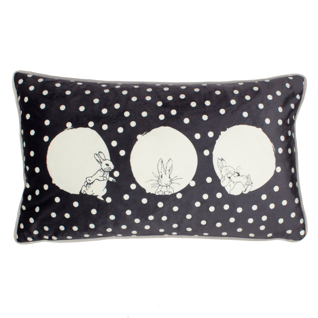 Peter Rabbit Spot Me 30x50 Cushion Case Charcoal