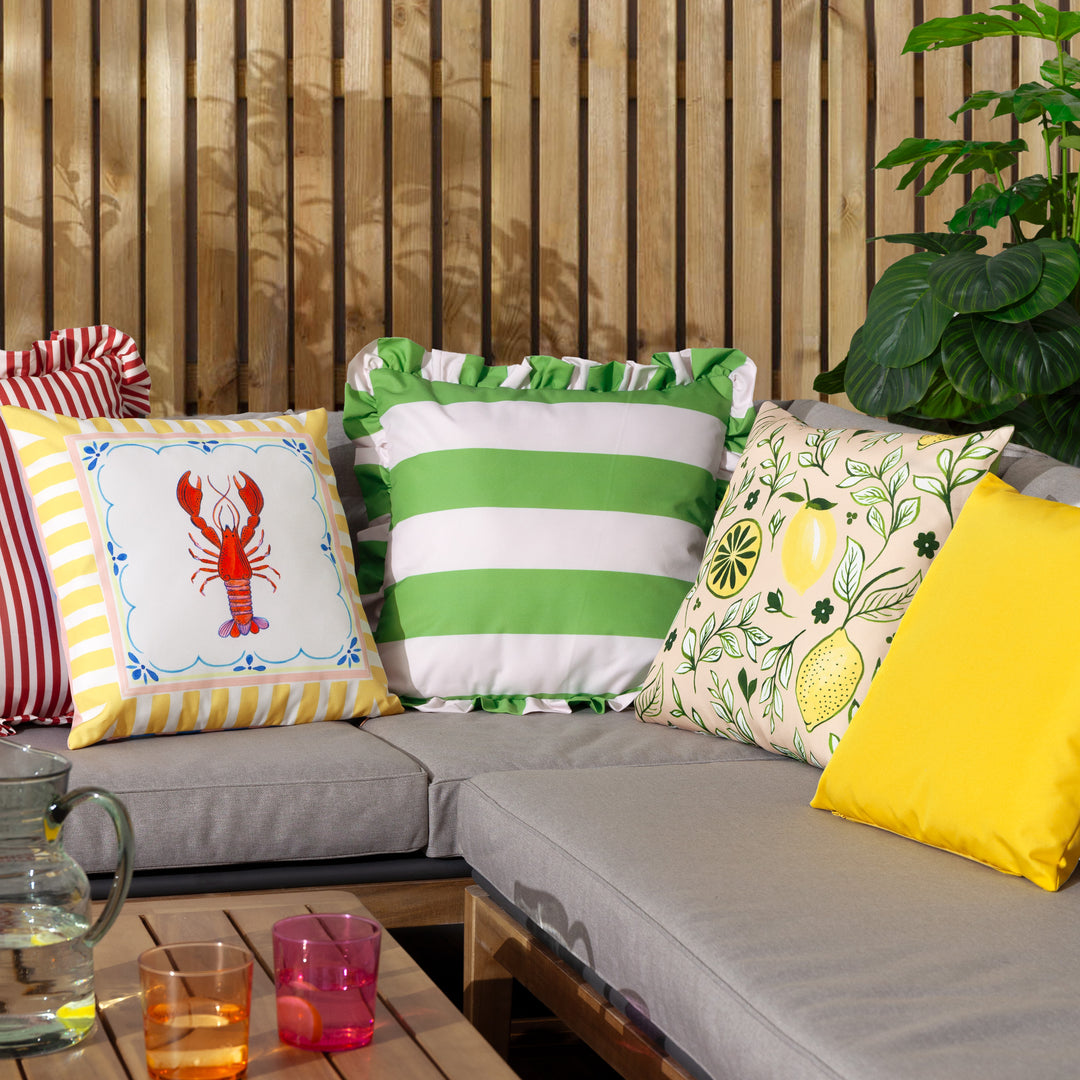 Palm Royale Stripe Ruffle 50x50 Outdoor Cushion Case Green - image 5