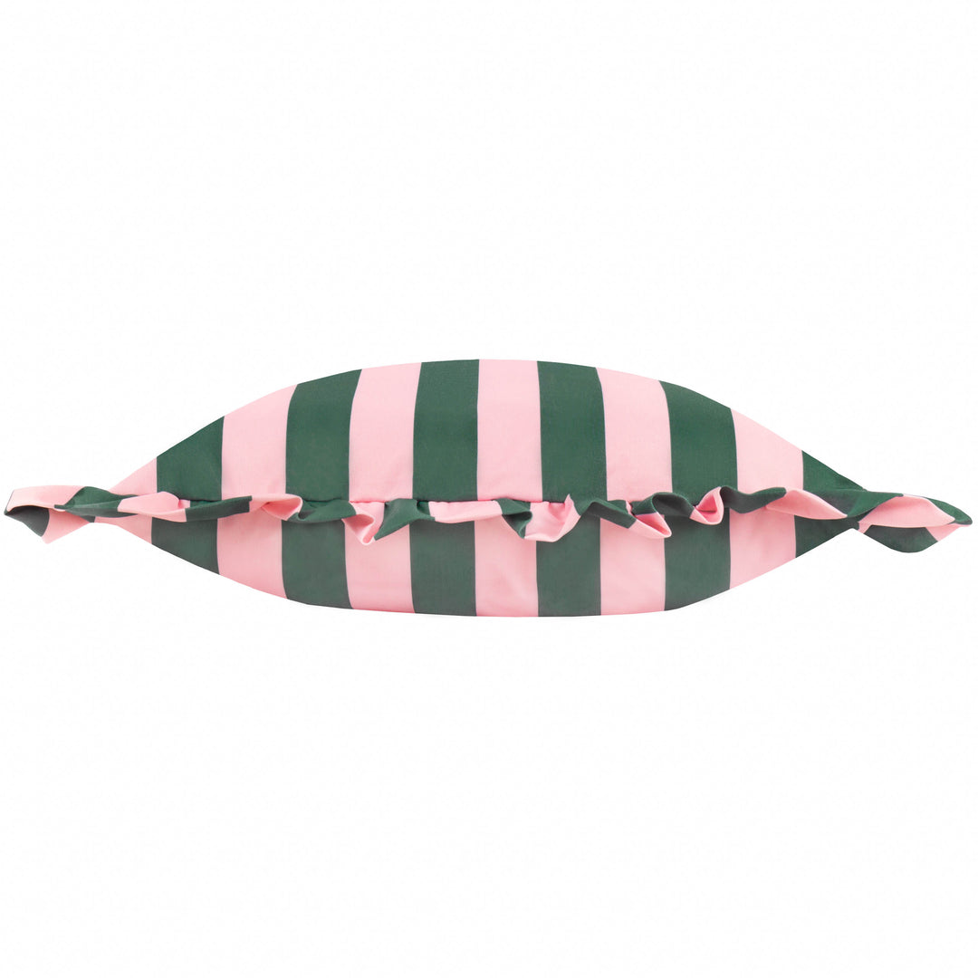 Palm Royale Stripe Ruffle 50x50 Outdoor Cushion Case Pink/Green - image 3