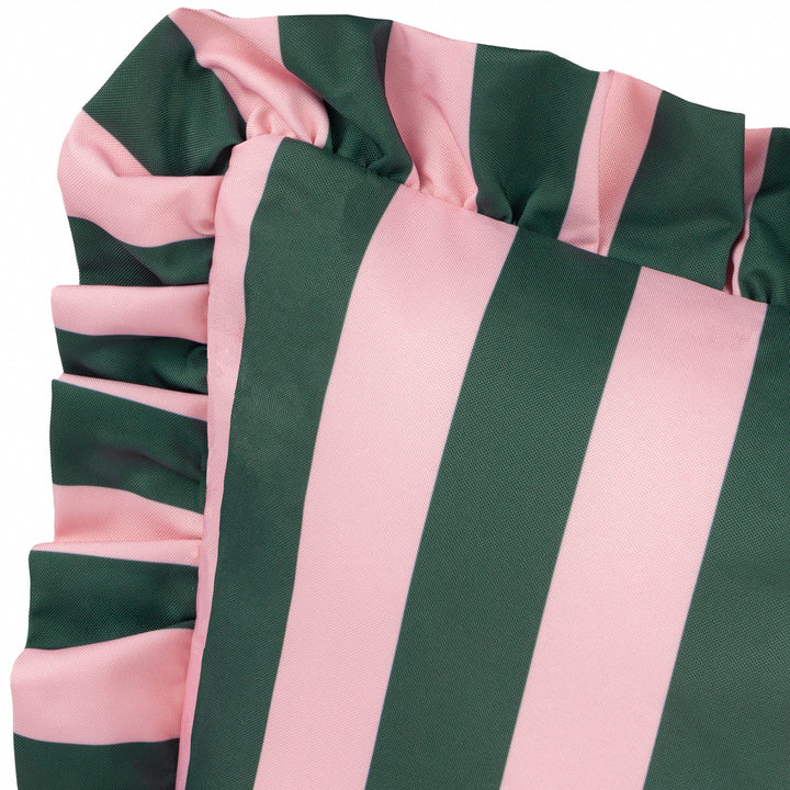 Palm Royale Stripe Ruffle 50x50 Outdoor Cushion Case Pink/Green - image 4
