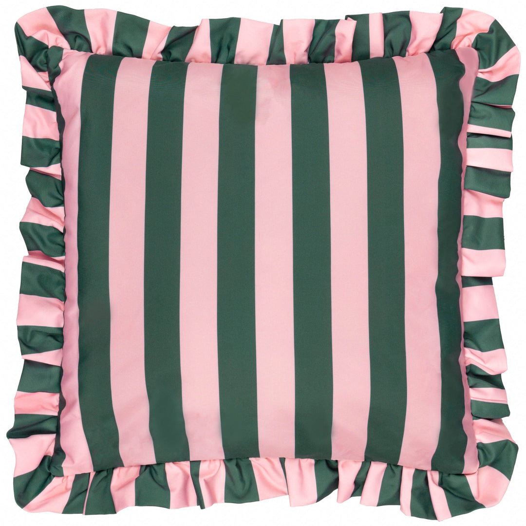 Palm Royale Stripe Ruffle 50x50 Outdoor Cushion Case Pink/Green - image 2