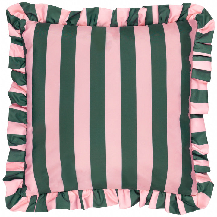 Palm Royale Stripe Ruffle 50x50 Outdoor Cushion Case Pink/Green - image 2