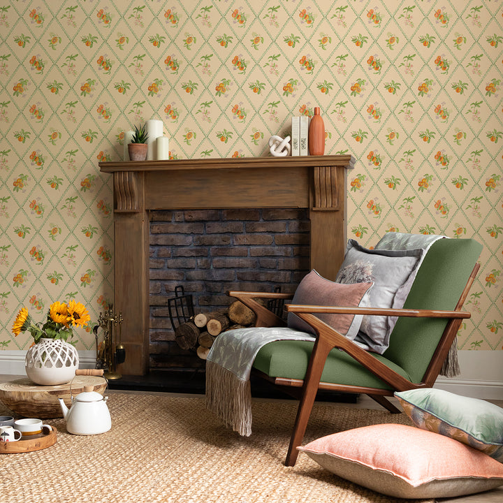 Peach Trellis Wallpaper Melba