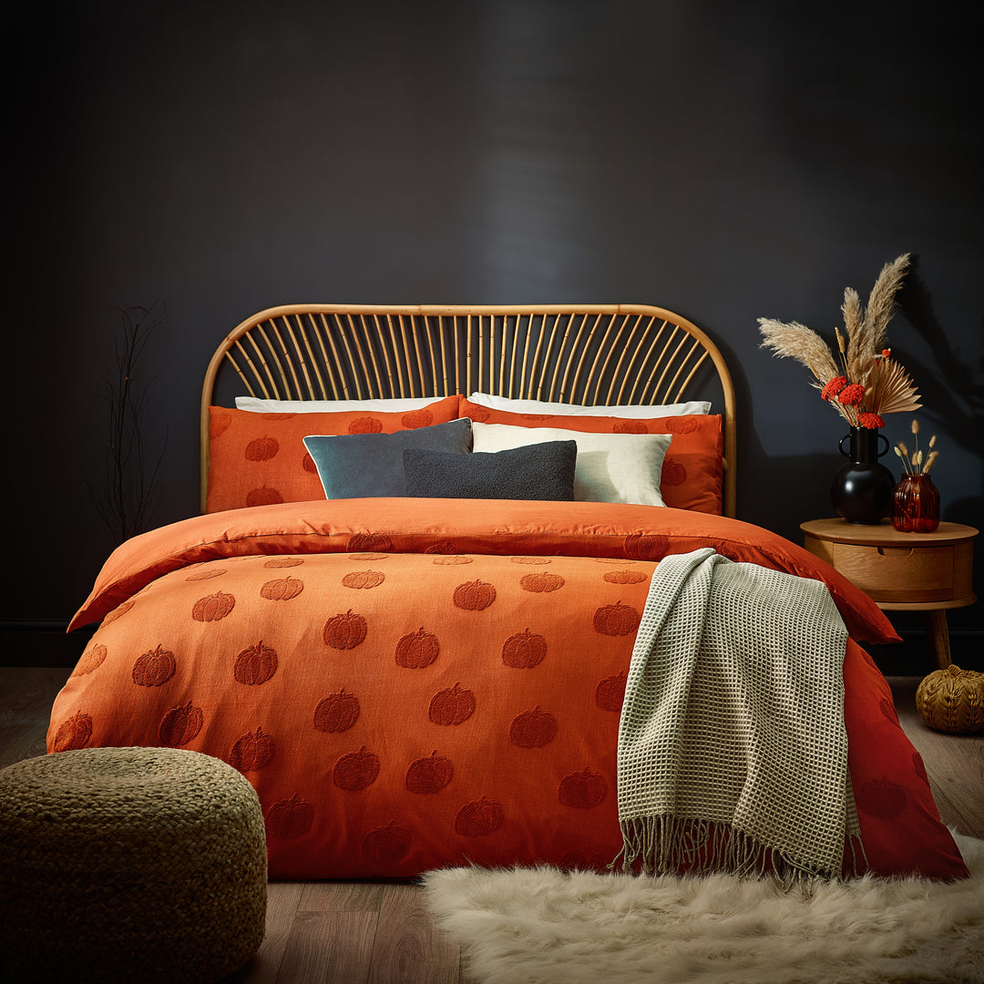Pumpkin Tufted King Size Duvet Set Spice