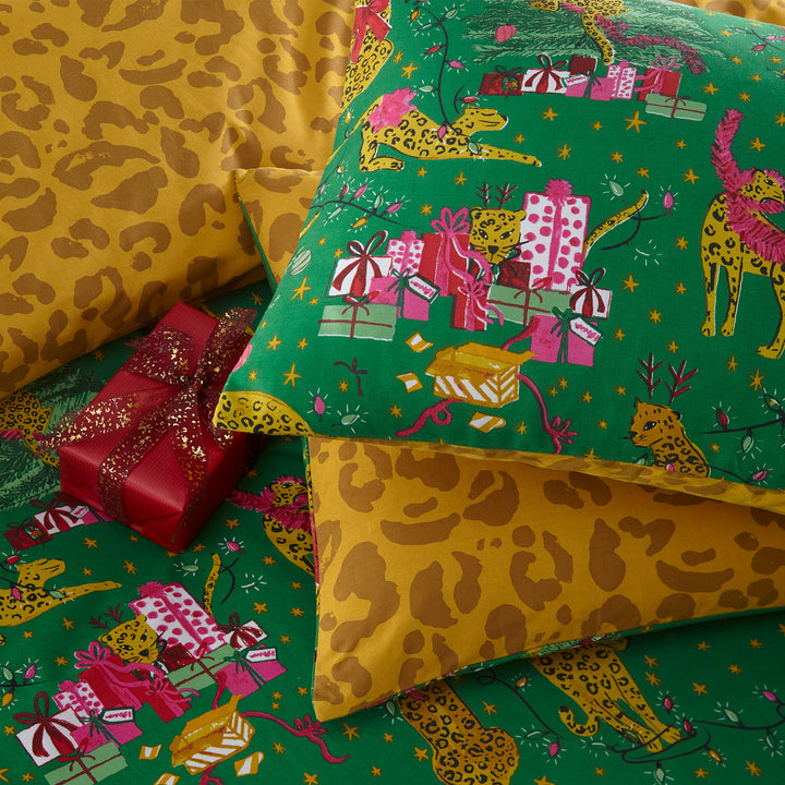PURRFECT CHRISTMAS TODDLER DUVET SET GREEN/GOLD