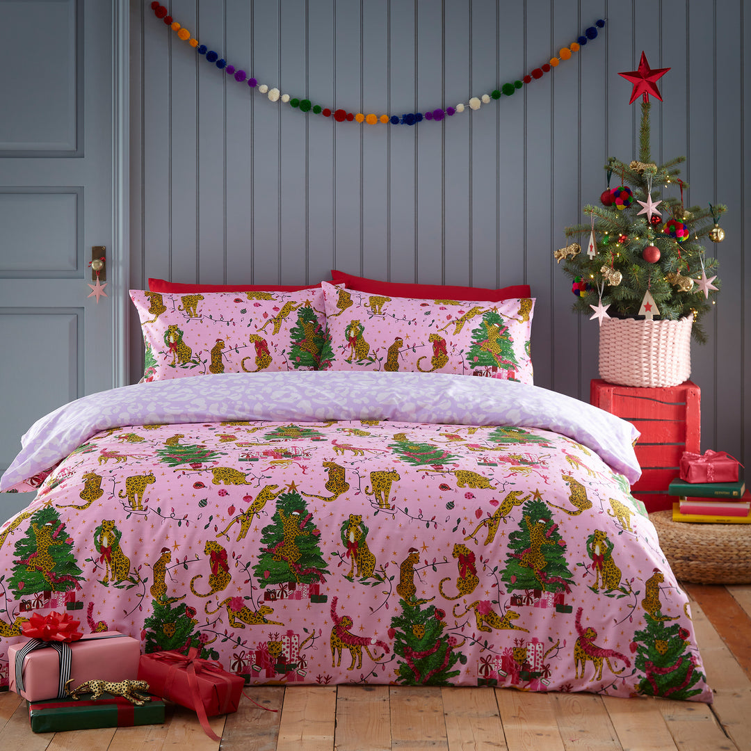 Purrfect Christmas Single Duvet Set Pink/Lilac - image 2