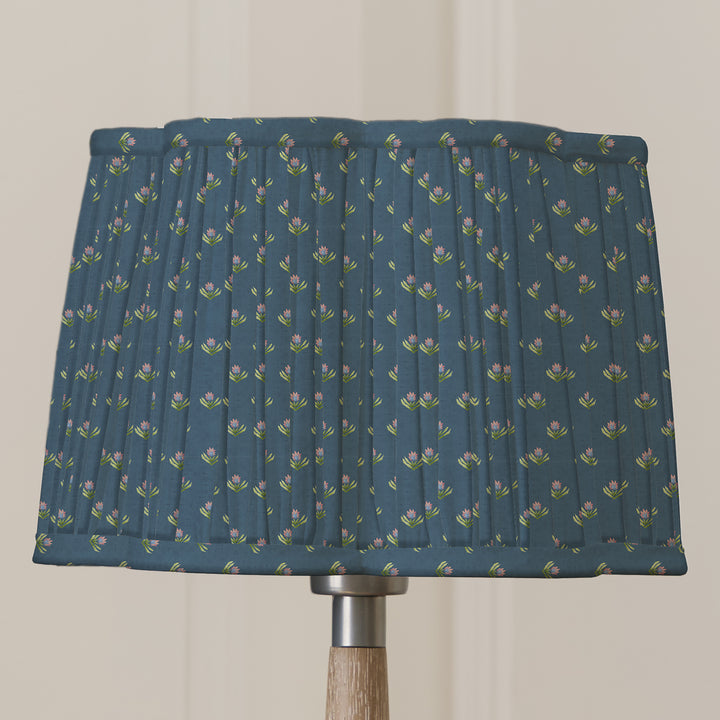 RAJA 30CM PLEATED SCALLOPED LAMPSHADE DENIM