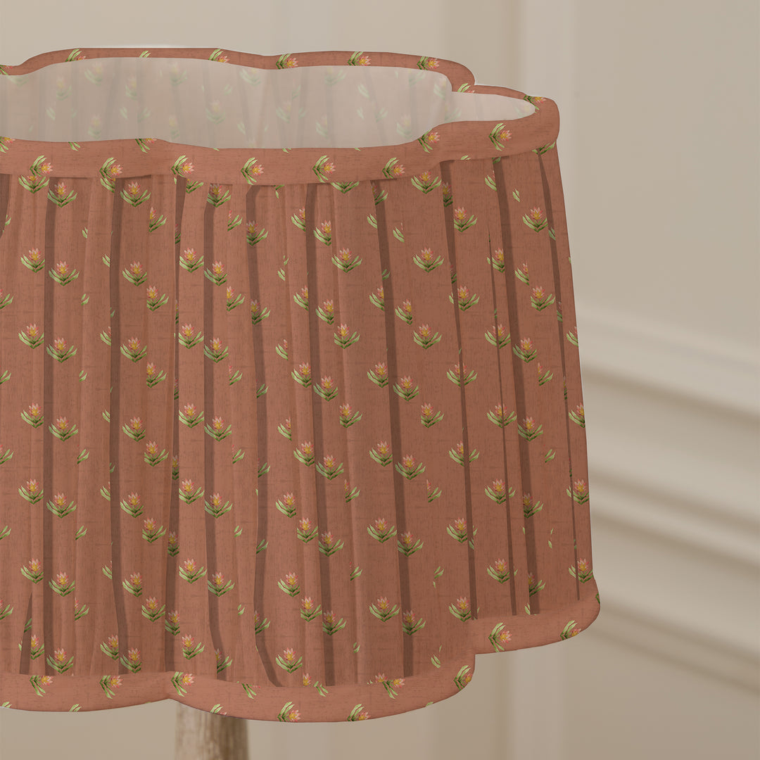 RAJA 30CM PLEATED SCALLOPED LAMPSHADE TERRACOTTA