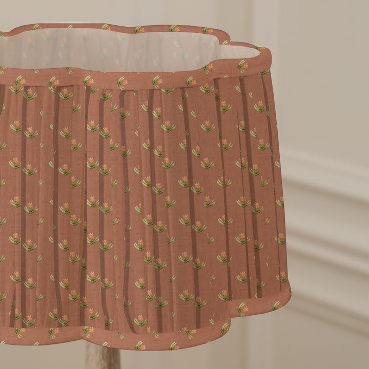 RAJA 30CM PLEATED SCALLOPED LAMPSHADE TERRACOTTA