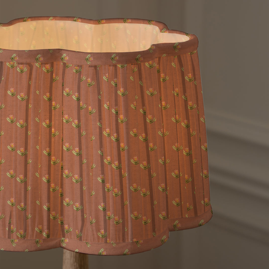 RAJA 30CM PLEATED SCALLOPED LAMPSHADE TERRACOTTA
