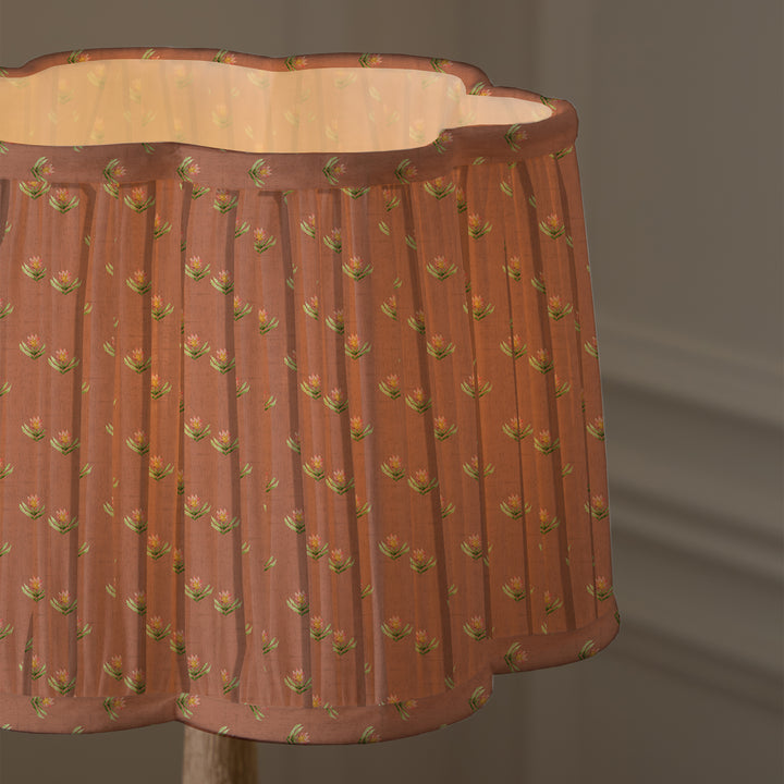 RAJA 30CM PLEATED SCALLOPED LAMPSHADE TERRACOTTA
